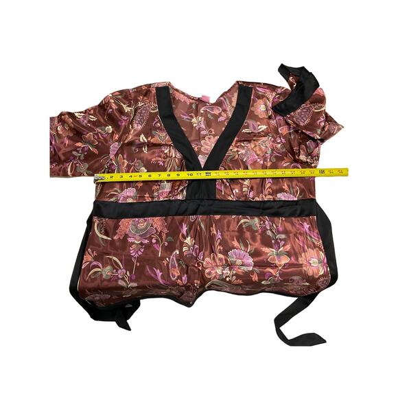 She's Cool Women's 3X Red Pink Kimono Inspired Blouse V-Neck Floral Paisley - Picture 4 of 9